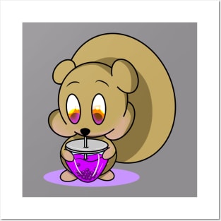 Squirrel Drinking Nut Boba! Posters and Art